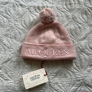 ALEXANDER MCQUEEN Pink Pom Beanie Hat